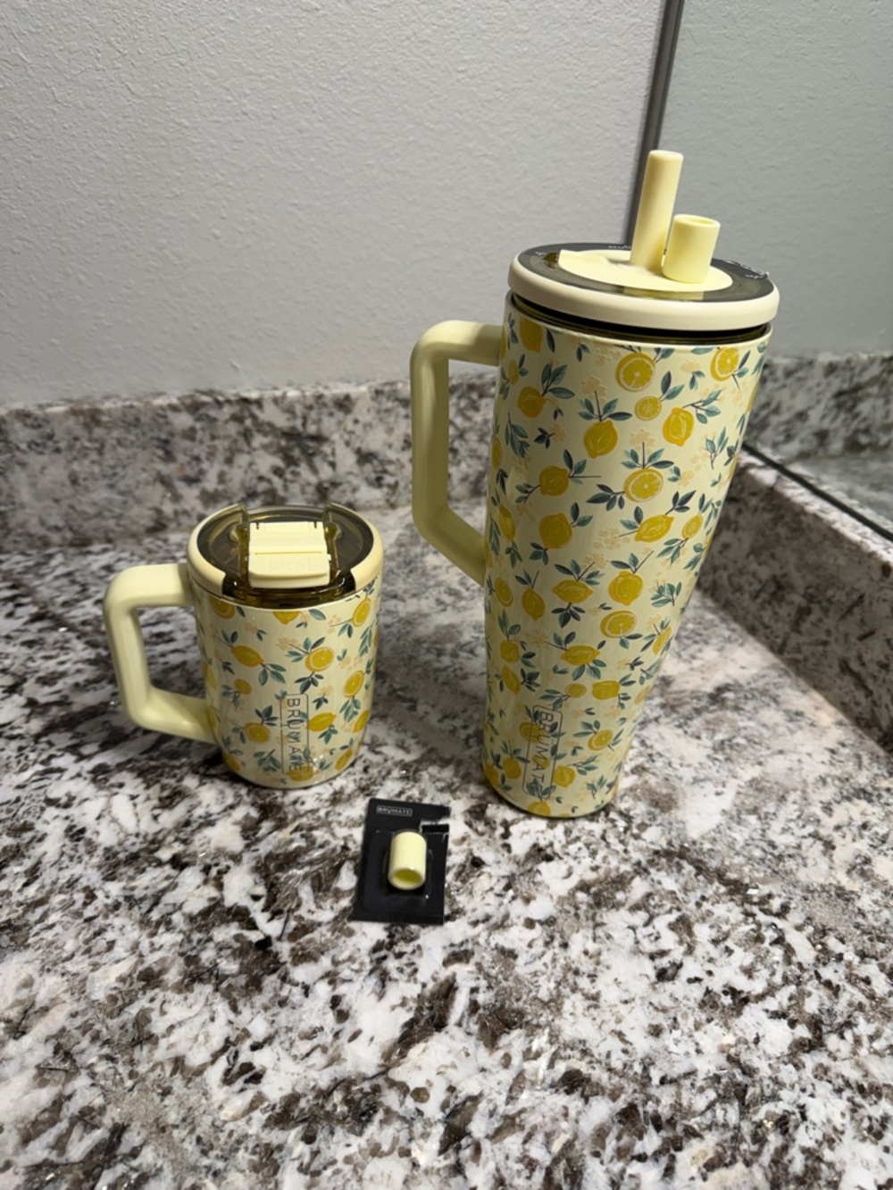 Brumate Lemoncello Insulated Lemon Pattern Travel Mug 15 oz- Yellow